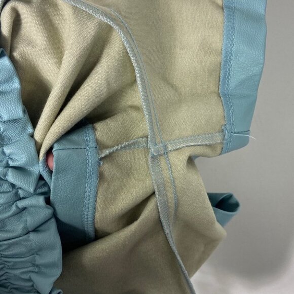 Luna Allegra Teal Blue High Waist Faux‎ Leather Shorts Belted Size Large Boho L - Picture 8 of 10